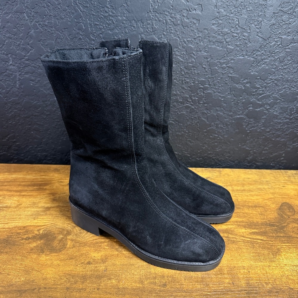 Hush Puppies Waterproof 295080 Black Suede Mid-Calf Boots Womens 6M